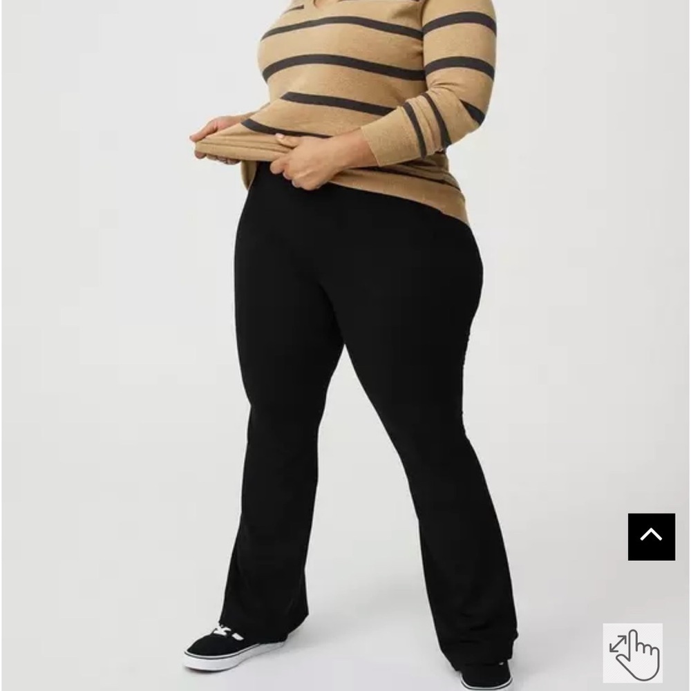 Torrid Black Flared Pants women 3R pull on pointed knit casual office Y2K retro